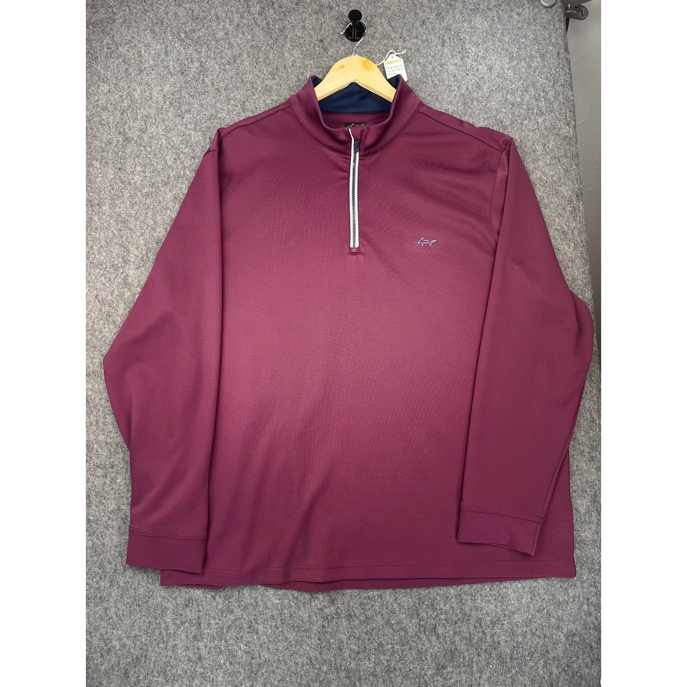 Greg Norman Mens XXL Burgundy Purple Quarter Zip Golf Pullover Shark Logo